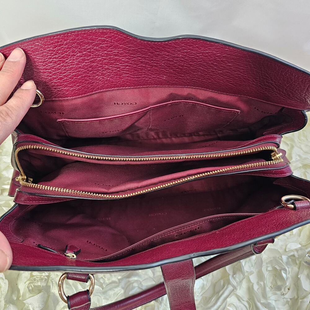 Coach Mercer Satchel HandBag Burgundy - Picture 6 of 11